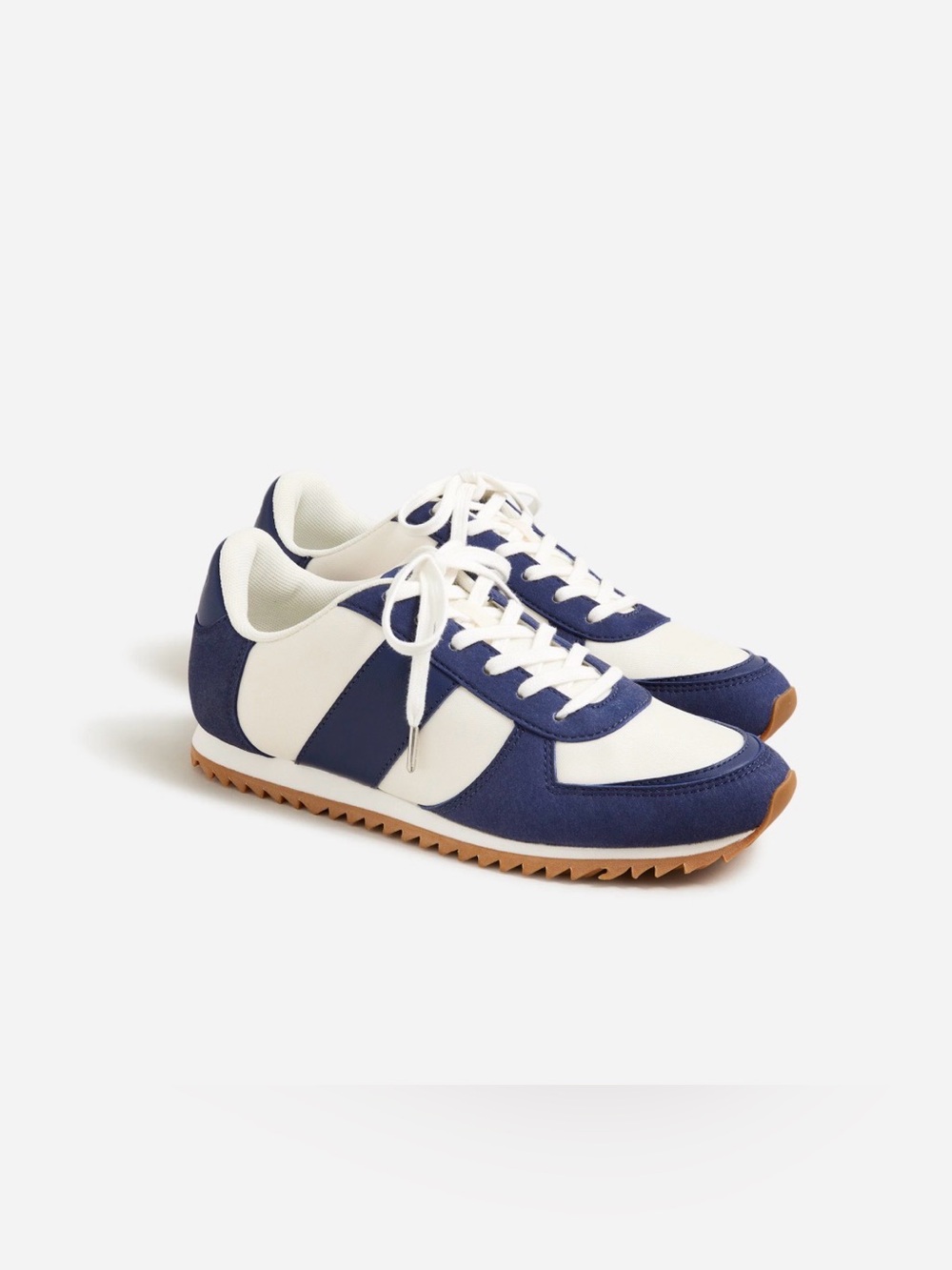 J. Crew Navy and White Retro Runner Sneakers with Gum Sole